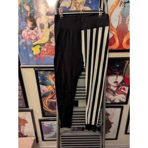 Deranged Designs Split Leg Striped Leggings Sz M